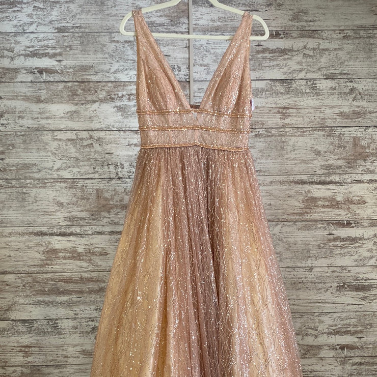 ROSE GOLD SPARKLY A LINE GOWN