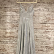 SILVER SPARKLY A LINE GOWN