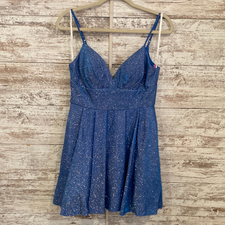 BLUE SPARKLY SHORT DRESS