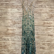 GREEN SEQUIN LONG DRESS $750