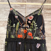 BLACK/FLORAL A LINE GOWN