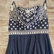 NAVY/WHITE DENIM A LINE GOWN