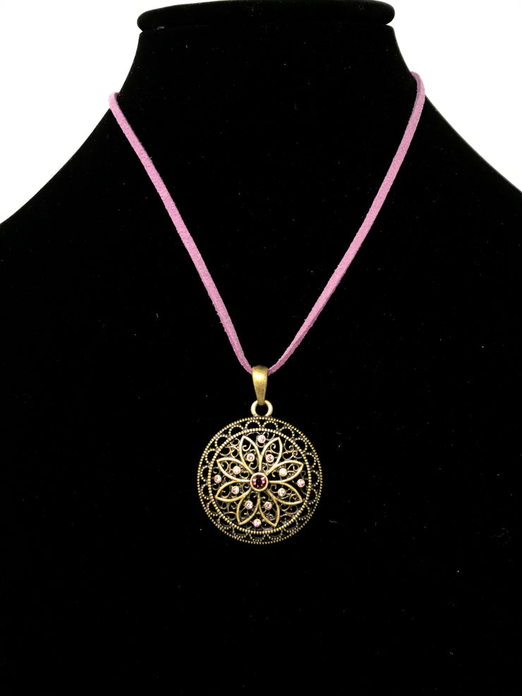 GOLD W/ PURPLE FLOWER NECKLACE