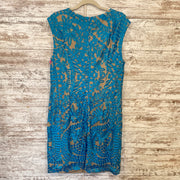 BLUE/TAN SHORT DRESS