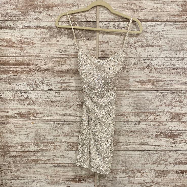 WHITE FULL SEQUIN SHORT DRESS