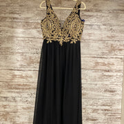 BLACK/GOLD LONG EVENING GOWN