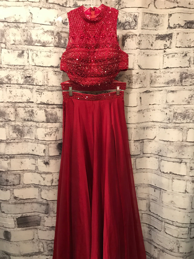 RED 2 PC. EVENING GOWN SET