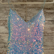 BLUE SEQUIN LONG EVENING GOWN