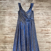 BLUE SPARKLY A LINE GOWN