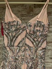 PINK/SILVER LONG EVENING GOWN