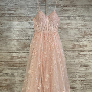 PINK/FLORAL A LINE GOWN