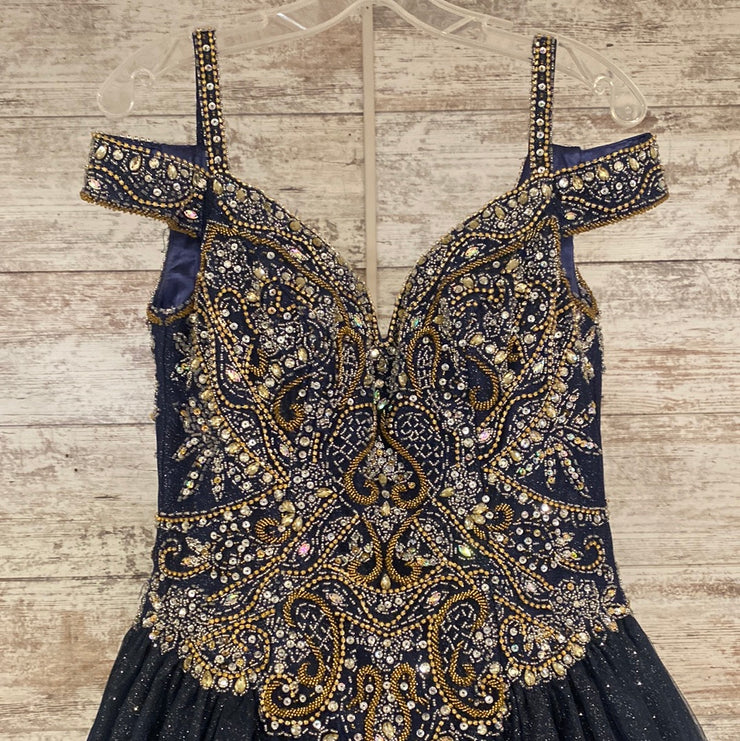 NAVY GEM TOP SPARKLY A LINE