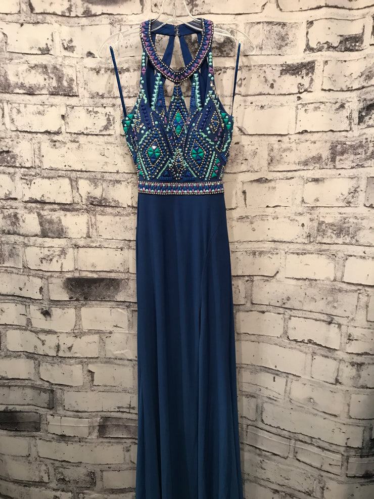 ROYAL BLUE LONG EVENING GOWN