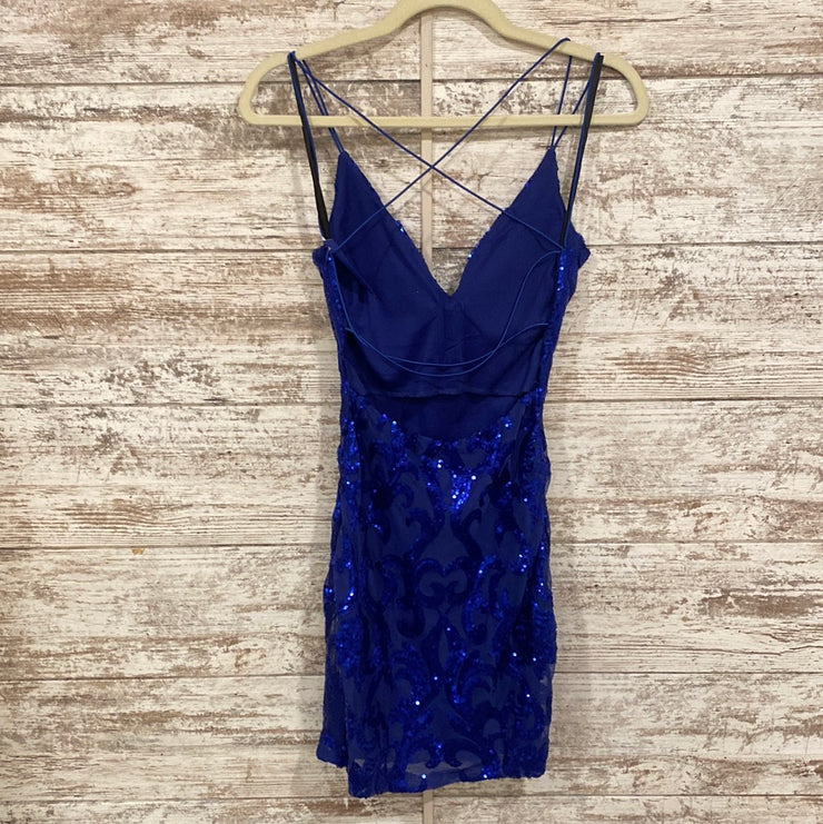 ROYAL BLUE SPARKLY SHORT DRESS