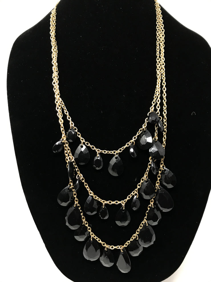 BLACK GEMS GOLD NECKLACE