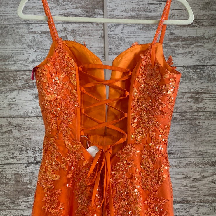 ORANGE/FLORAL LONG DRESS