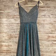 BLUE SPARKLY A LINE GOWN (NEW)