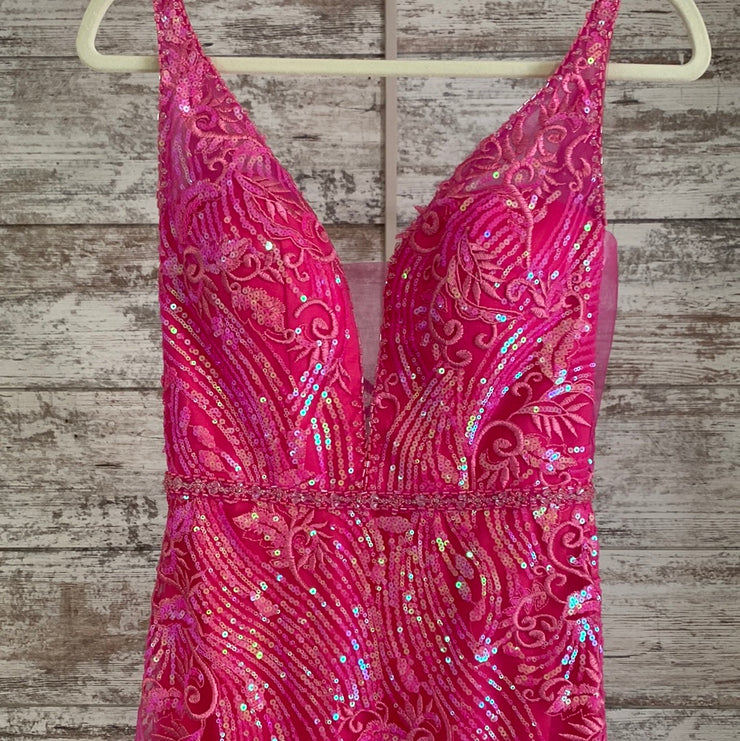 PINK SPARKLY LONG EVENING GOWN