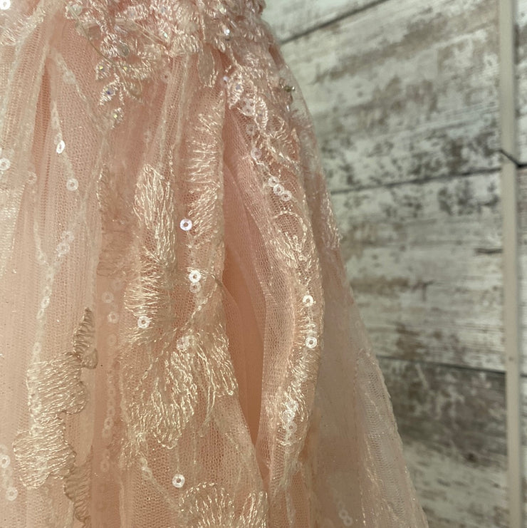 PINK/FLORAL A LINE GOWN