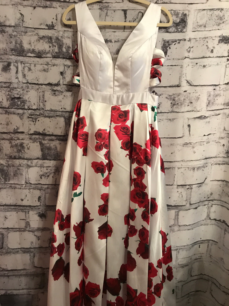 WHITE/FLORAL A LINE GOWN (NEW)