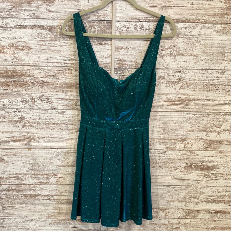 GREEN/BLUE SPARKLY SHORT DRESS