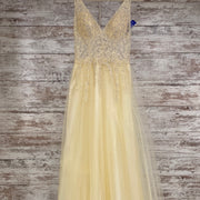 YELLOW/FLORAL A LINE GOWN