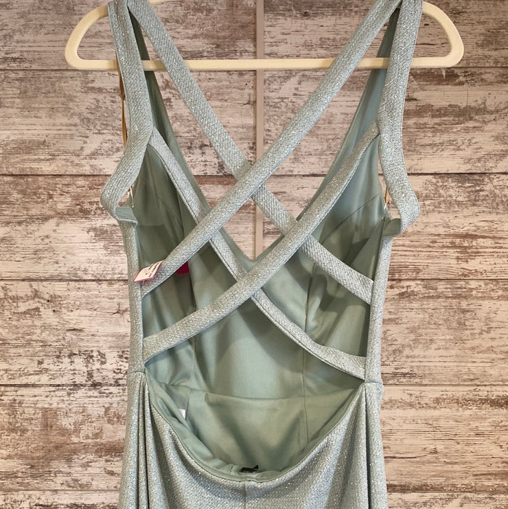 GREEN SPARKLY LONG DRESS