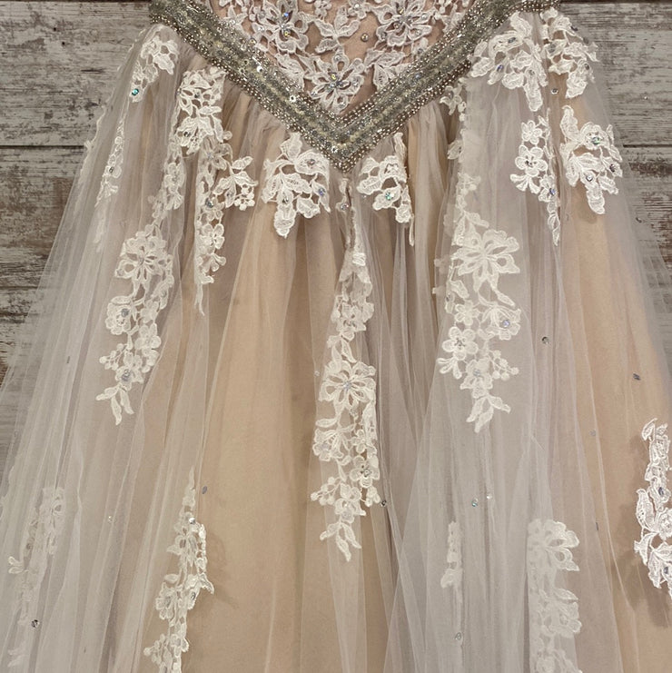 WHITE/NUDE PRINCESS GOWN