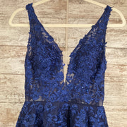 NAVY/FLORAL PRINCESS GOWN