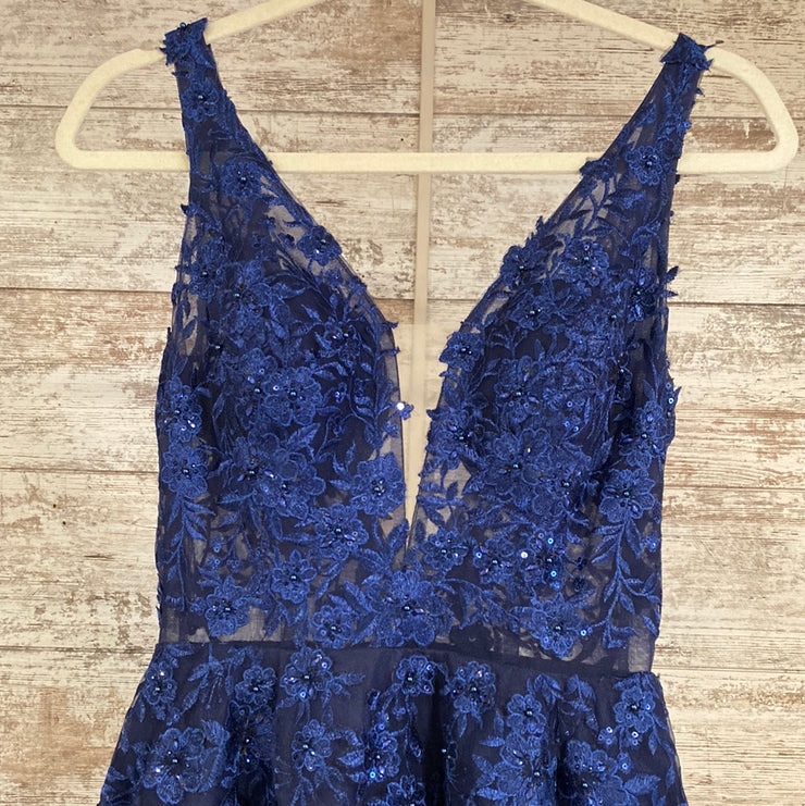 NAVY/FLORAL PRINCESS GOWN