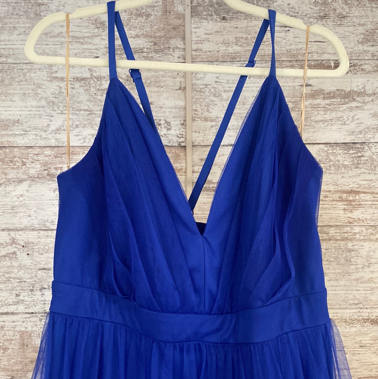 ROYAL BLUE A LINE GOWN