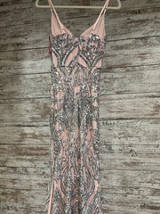 PINK/SILVER LONG EVENING GOWN