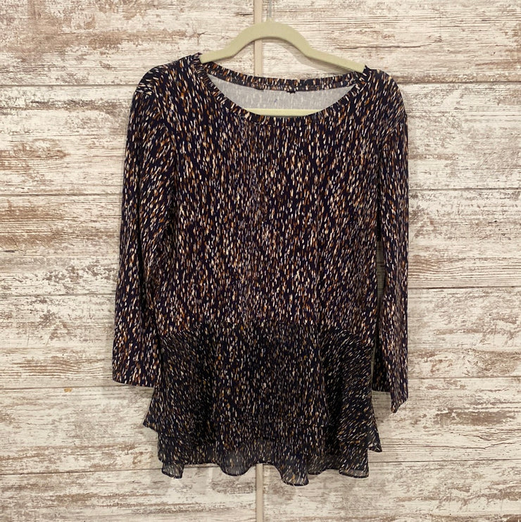 NAVY/TAN LONG SLEEVE TOP