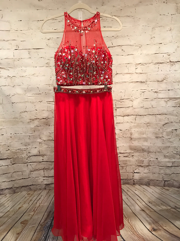 RED 2 PC. LONG GOWN SET