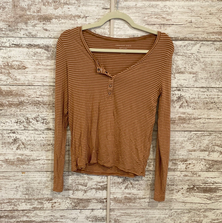 TAN/WHITE LONG SLEEVE TOP