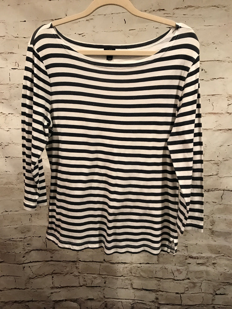 BLUE/WHITE STRIPED LONG SLEEVE TOP