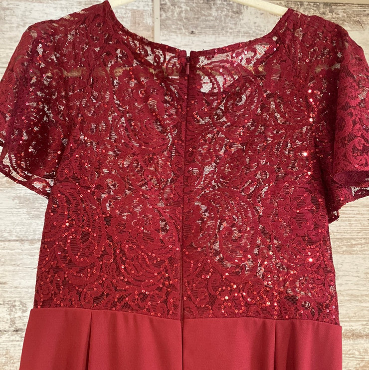 BURGUNDY LONG EVENING GOWN
