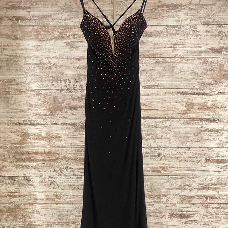BLACK/GOLD GEM LONG DRESS