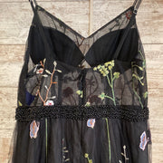 BLACK/FLORAL A LINE GOWN