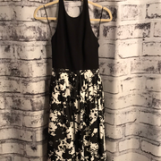 BLACK/FLORAL A LINE GOWN