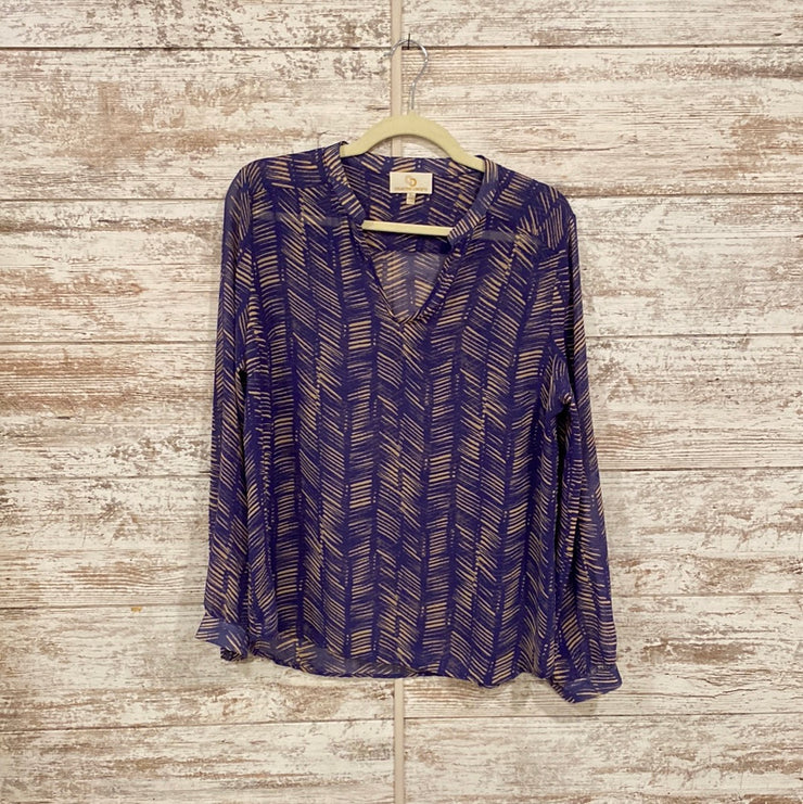 PURPLE/TAN LONG SLEEVE TOP