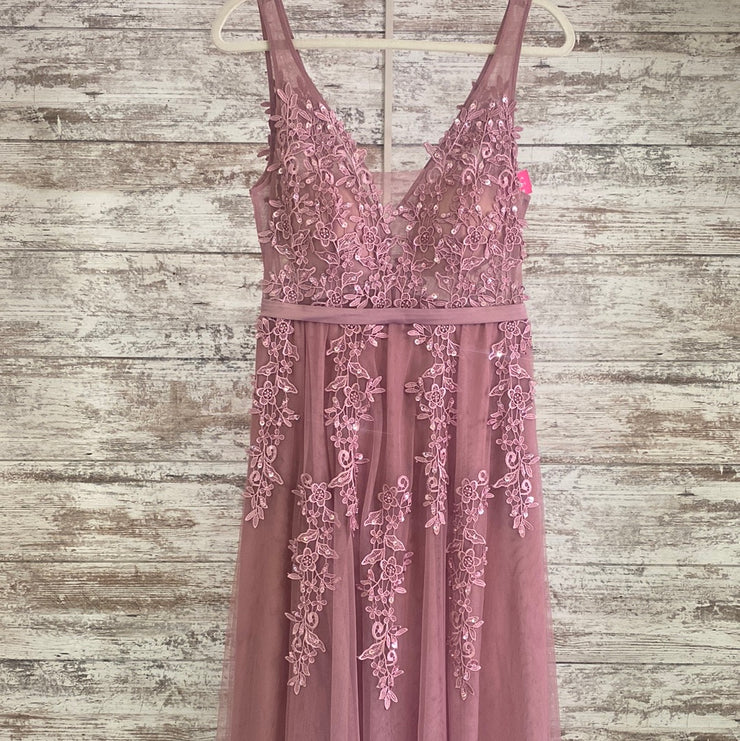 BLUSH/FLORAL A LINE GOWN