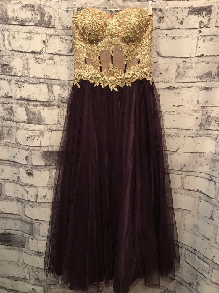 PURPLE/GOLD A LINE GOWN * *
