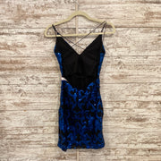 BLACK/BLUE SEQUIN SHORT DRESS