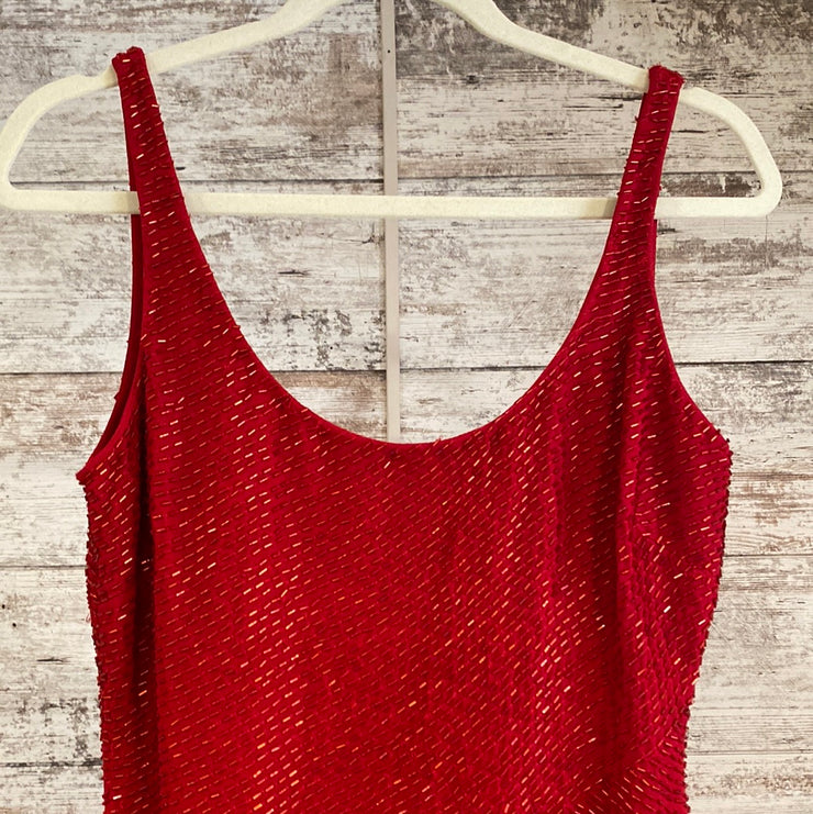 RED FULL BEADED LONG DRESS