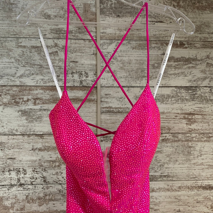 PINK FULL BEADED LONG DRESS