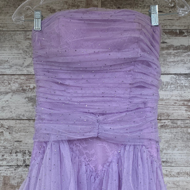 LAVENDER TIERED RUFFLE GOWN