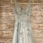 BLUE/FLORAL A LINE GOWN
