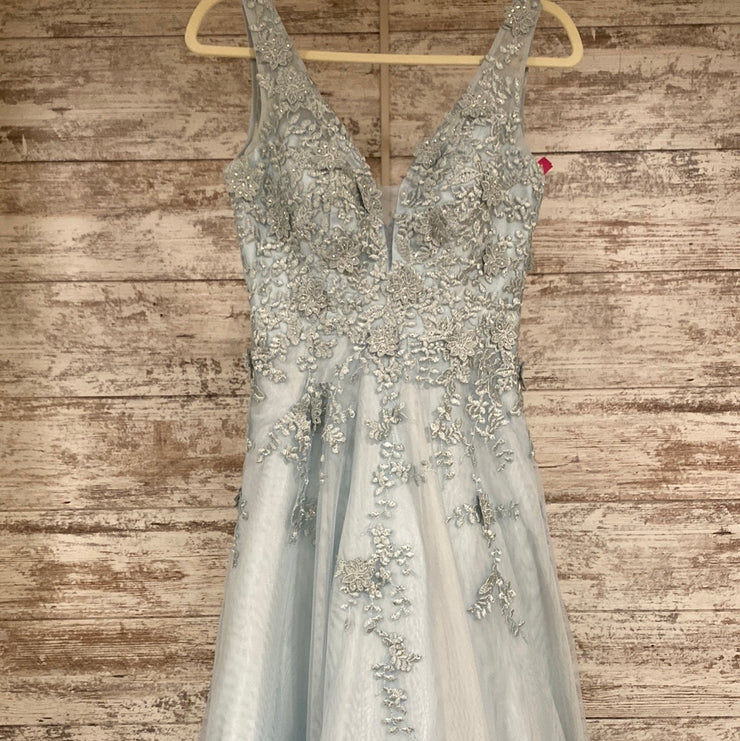 BLUE/FLORAL A LINE GOWN