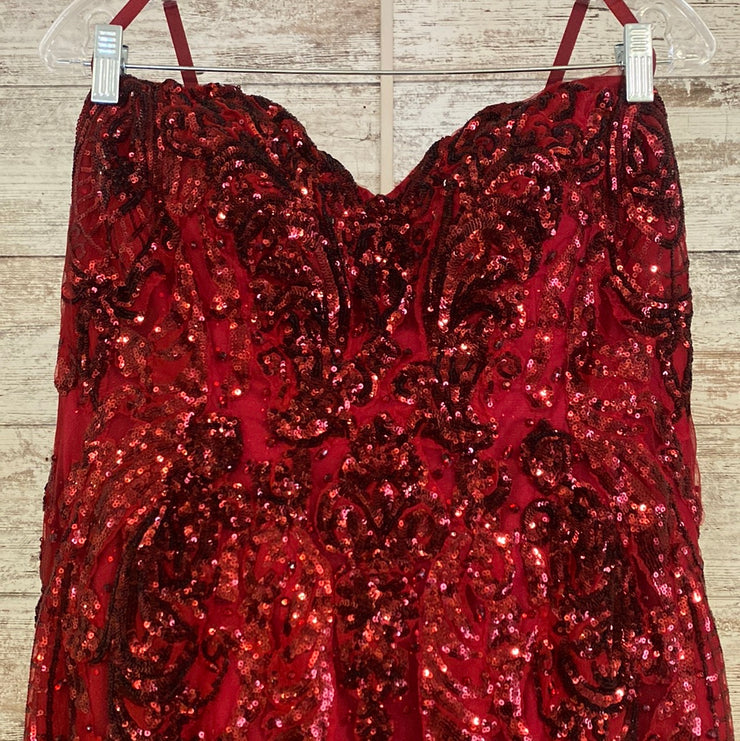 BURGUNDY SPARKLY MERMAID GOWN